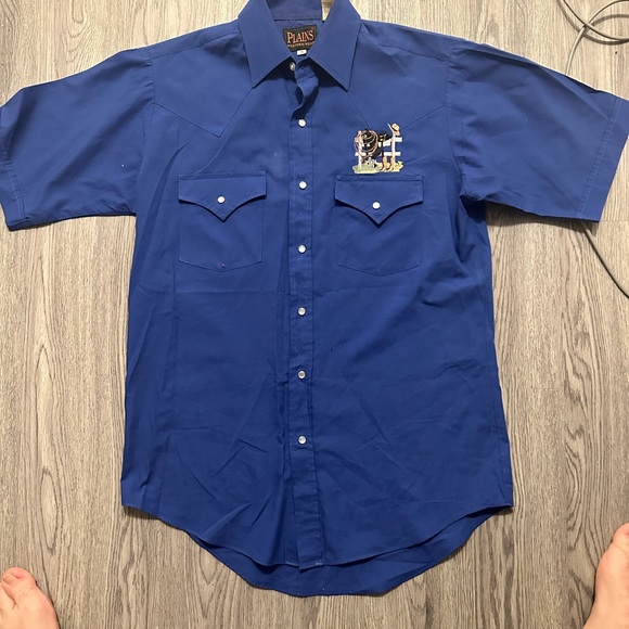 Lot Of 2 VTG Plains Western Wear Pearl Snap Red And Blue Button Shirt Size Small - Picture 7 of 7